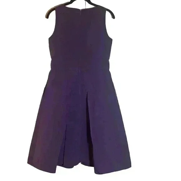 CAROLINA HERRERA Silk Lined Cocktail Dress 8 M Flare Sleeveless Knee Length Tea